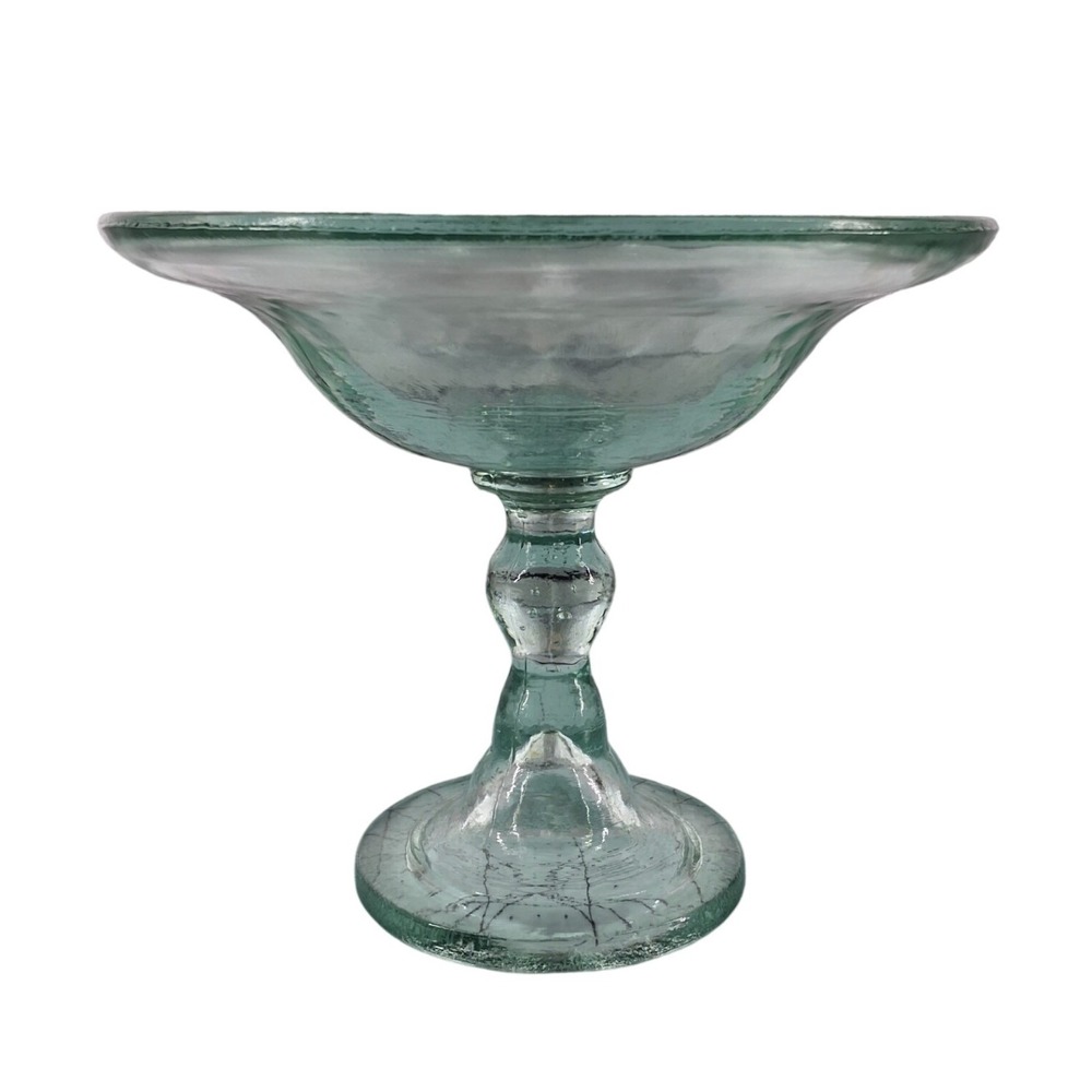 Vintage Green Glass‎ Pedestal Compote Candy Dish